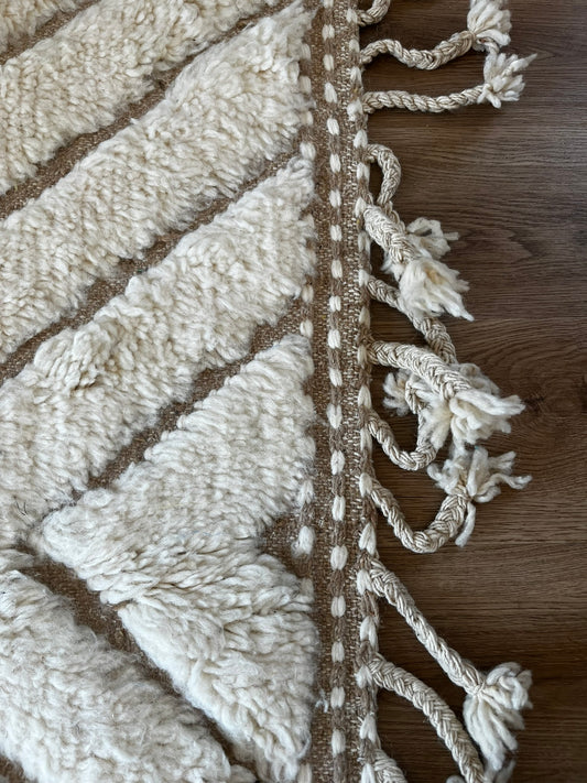 TAPIS BERBÈRE A LIGNES TAUPE & ÉCRU