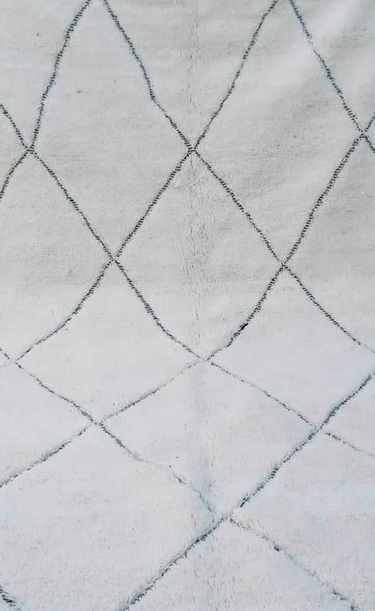 TAPIS BERBÈRE BLANC À LOSANGES ANTHRACITES