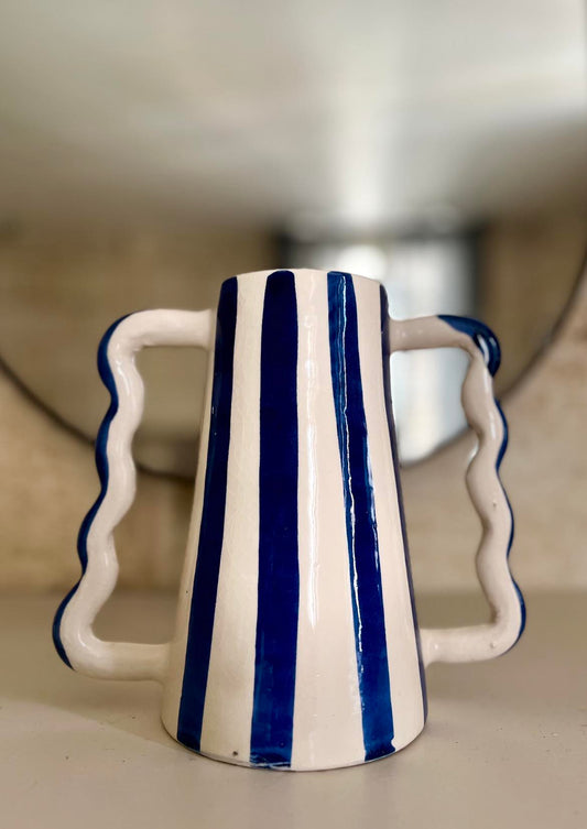 VASE À ANSES ONDULÉES - BLEU MARINE