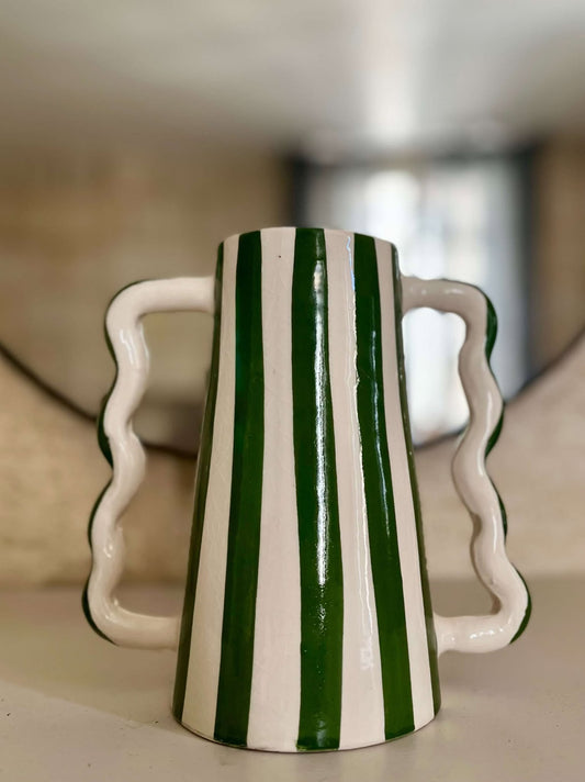 VASE À ANSES ONDULÉES - VERT FORÊT