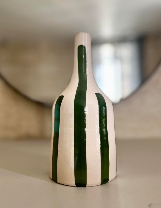 VASE BOUTEILLE - RAYURES VERTES