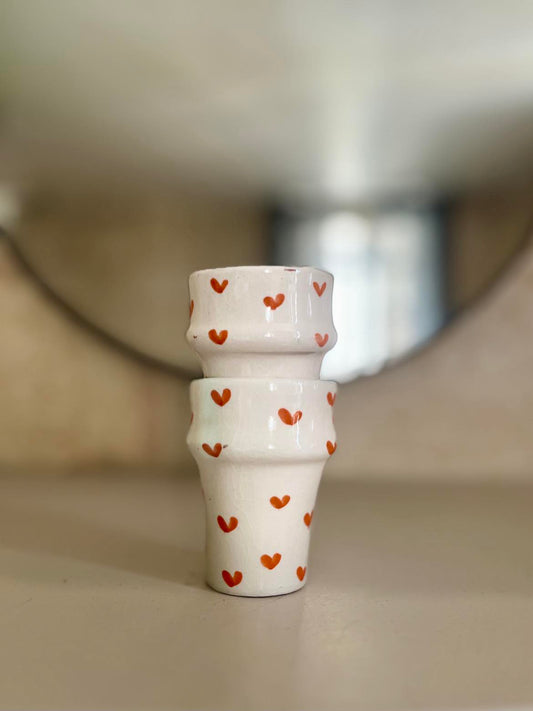 TASSES À EXPRESSO – PETITS CŒURS ORANGÉS