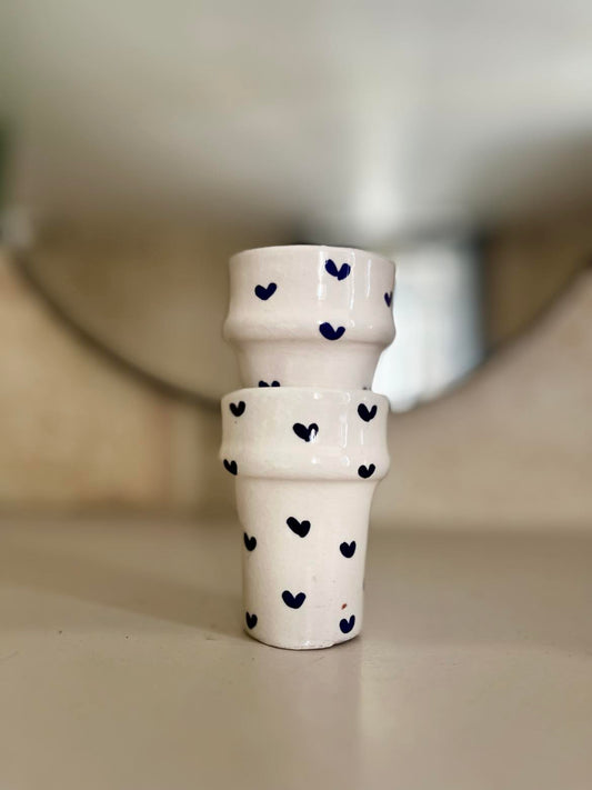 TASSES À EXPRESSO – PETITS CŒURS BLEU NUIT