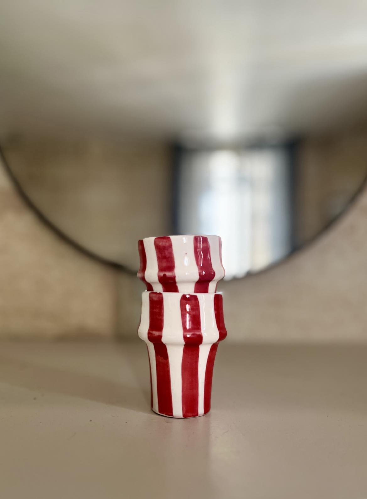 TASSES À EXPRESSO – RAYURES ROUGE COQUELICOT