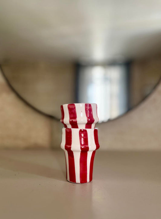 TASSES À EXPRESSO – RAYURES ROUGE COQUELICOT